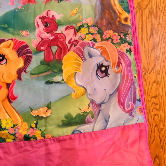 My Little Pony 2005 Sleeping Bag Pink Floral Horses Blanket Rainbow Zip Up - Picture 5 of 15